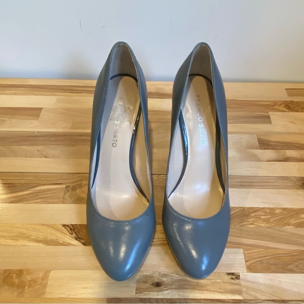 Franco Sarto Darren style leather heels blue/grey tan brown almond toe size 7.5 - Picture 6 of 16